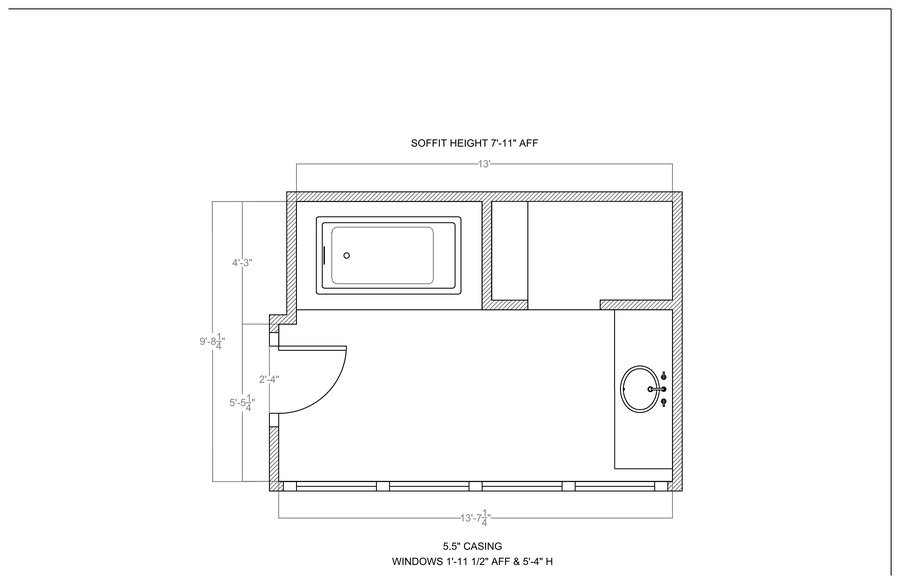 Office Bathroom — before & after floor plan comparison
